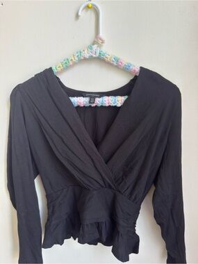 Banana Republic Black Wrap Blouse with V-Neck